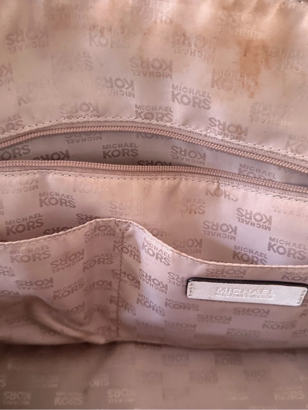 Michael Kors Cream Dome Satchel with Gold Hardware, Zip closure, Removable Strap